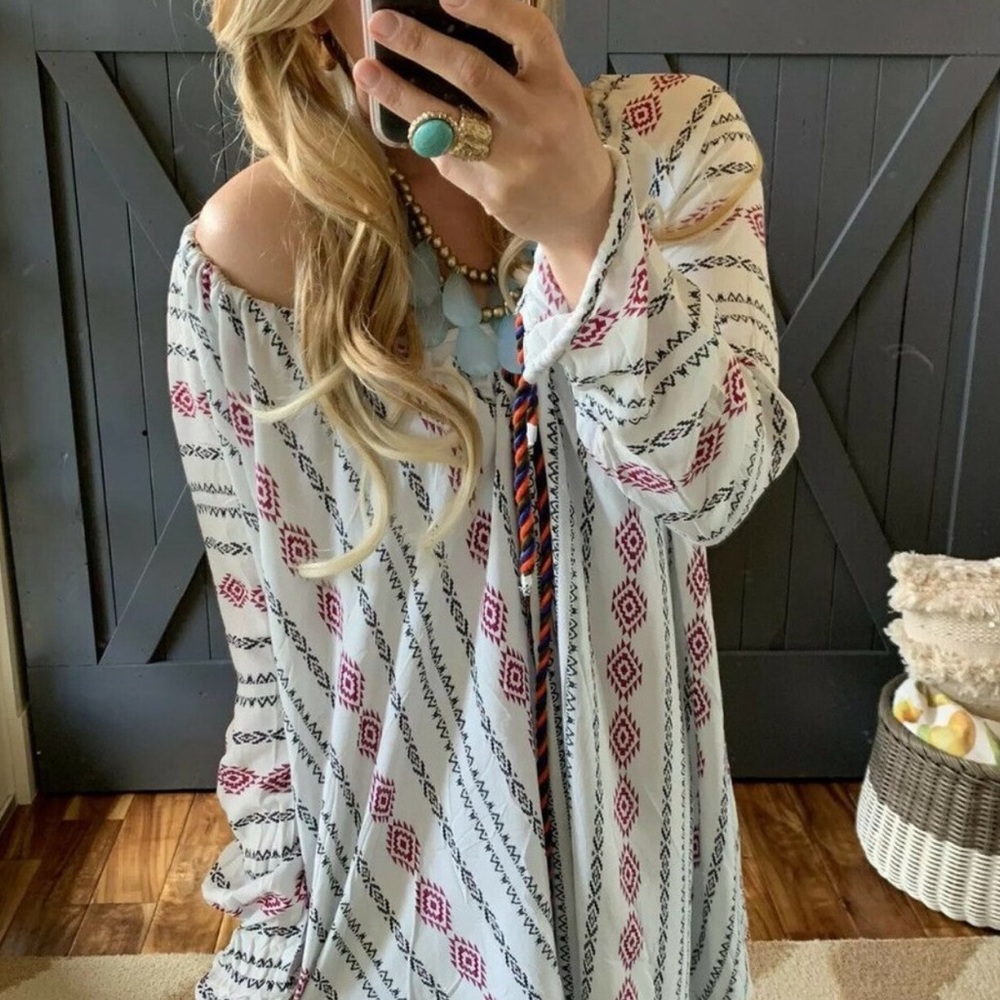 Tassel tie Boho Print Tunic/Swim coverup, NWT
